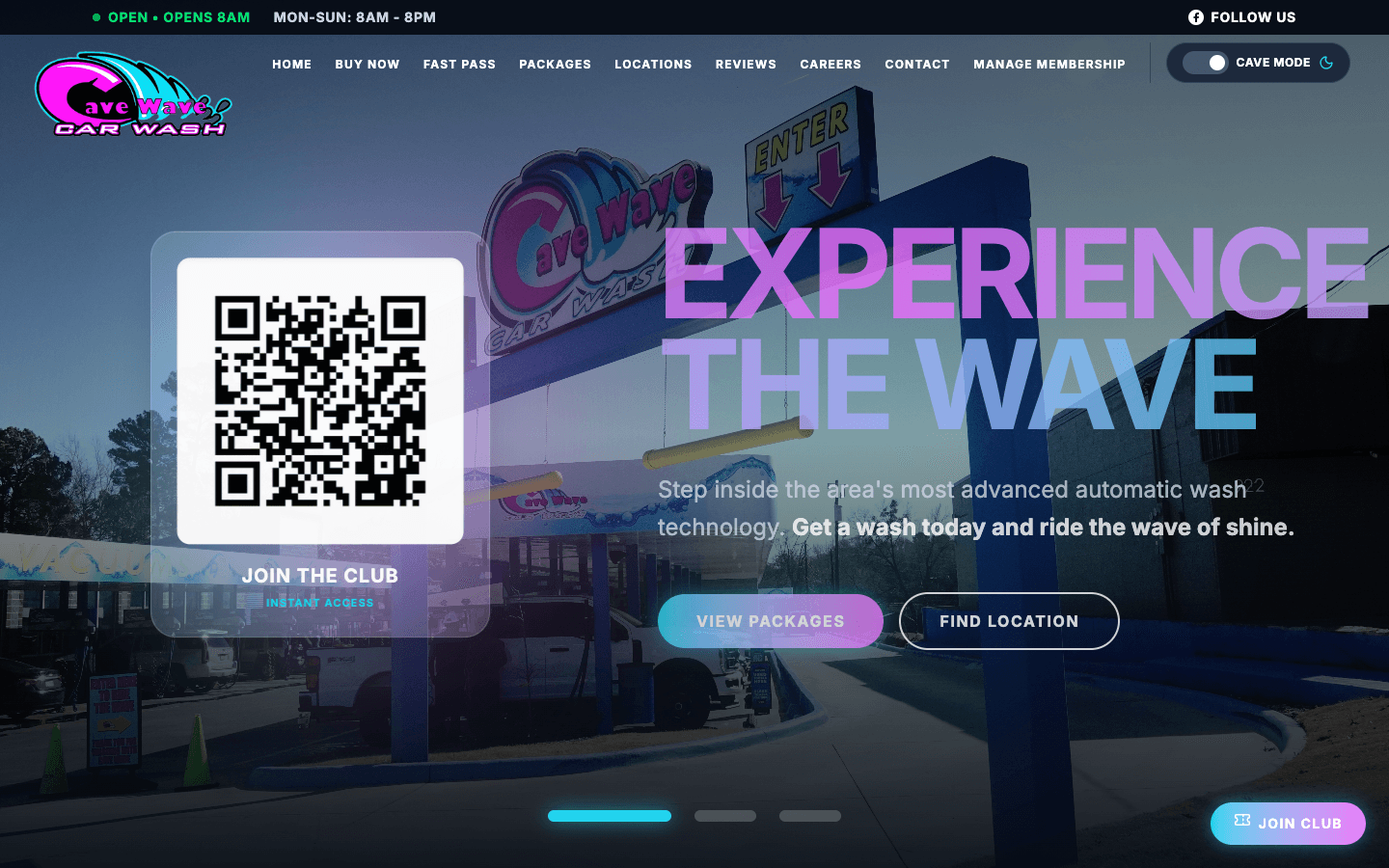 Cave Wave Car Wash website built by Found It Marketing