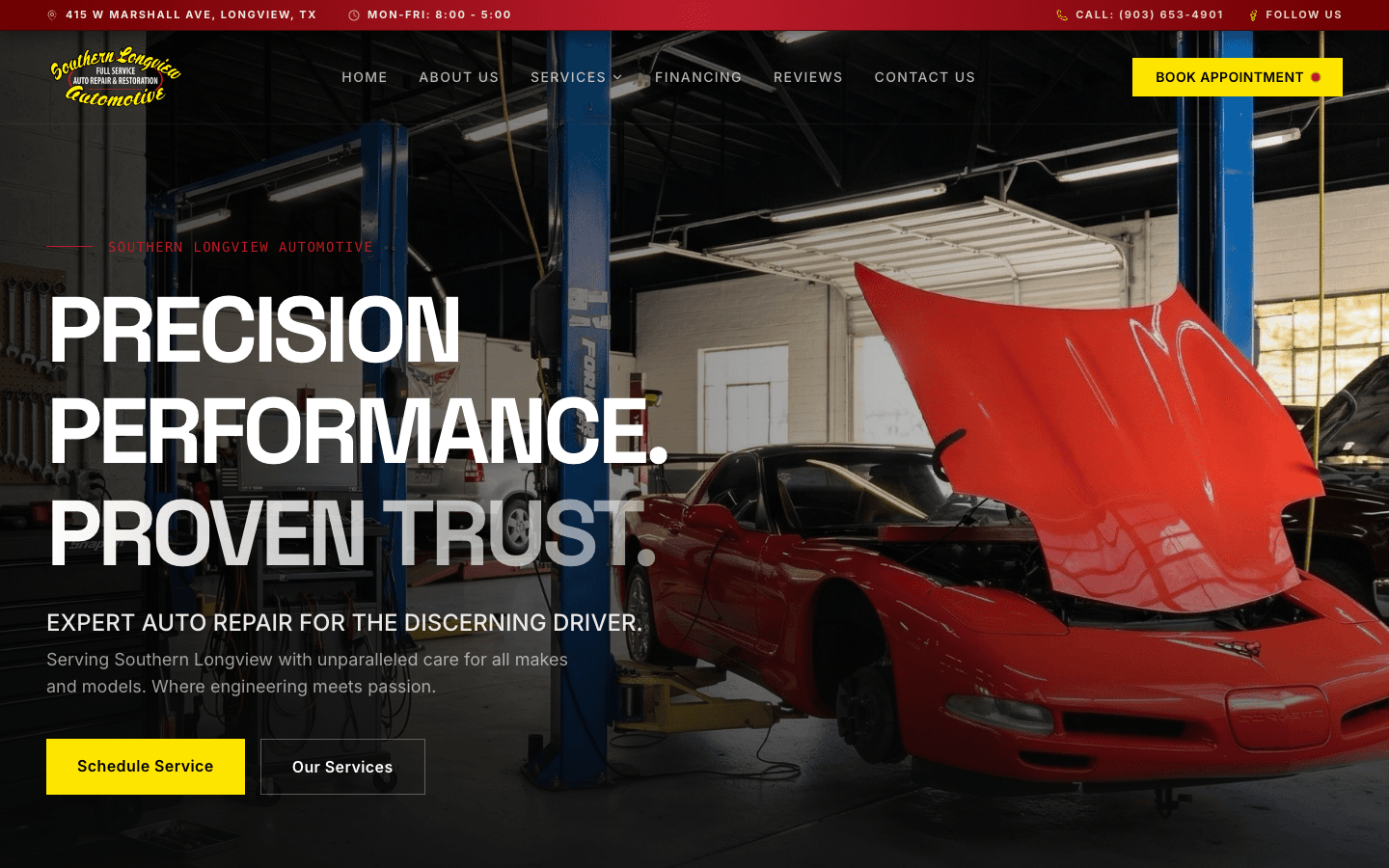 Southern Longview Auto website built by Found It Marketing