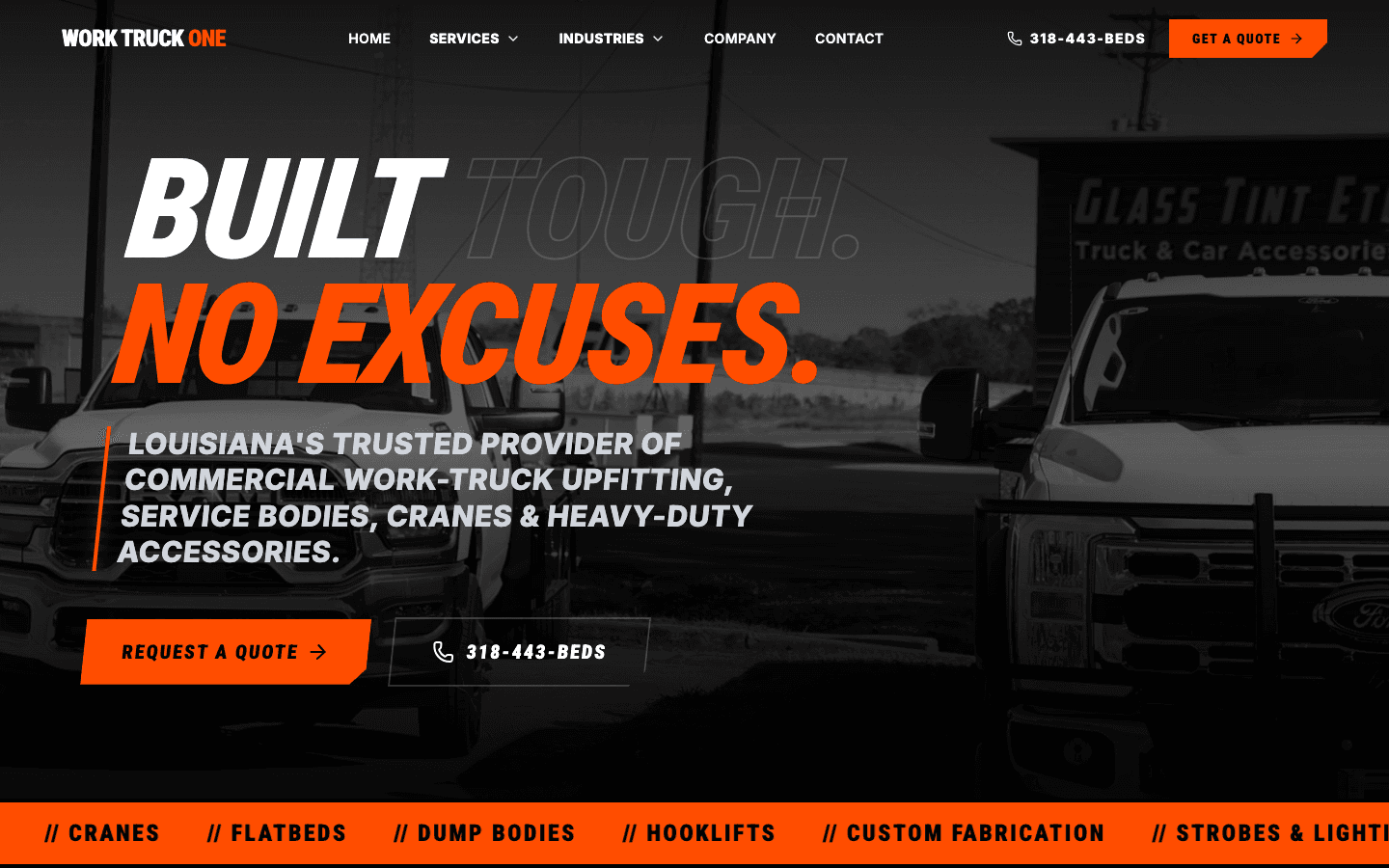 Work Truck One website built by Found It Marketing
