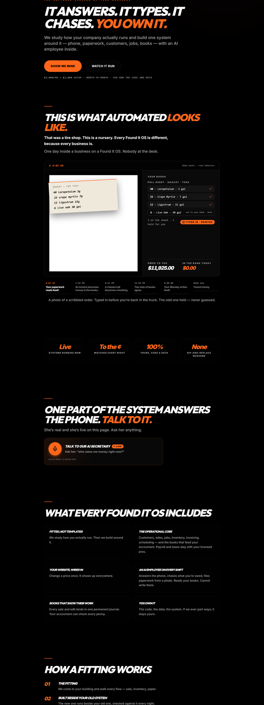 The OS page this morning: demo machines mixed with informational sections